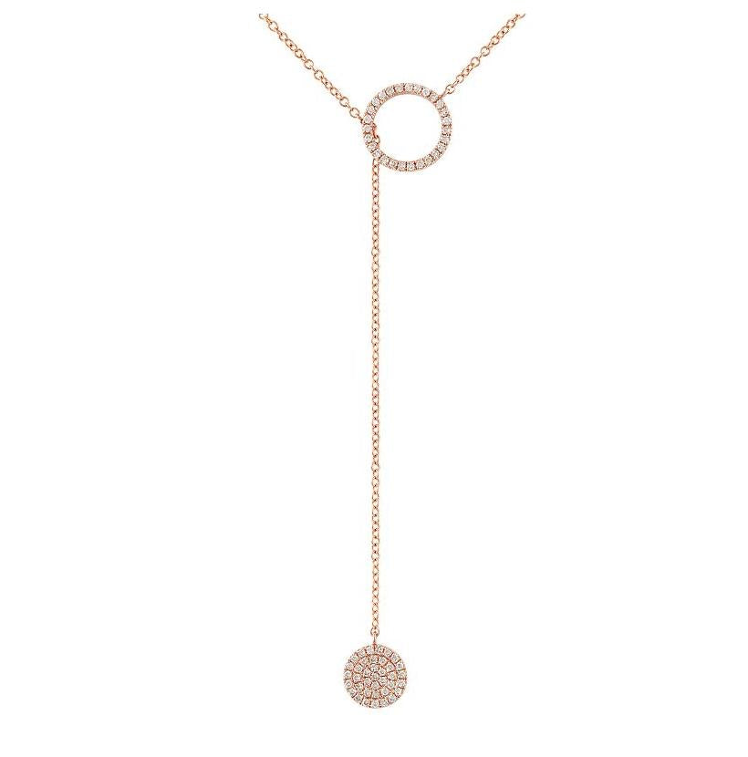 0.21 Ctw Diamond 14k Rose Gold Round Shape Womens Diamond Necklace