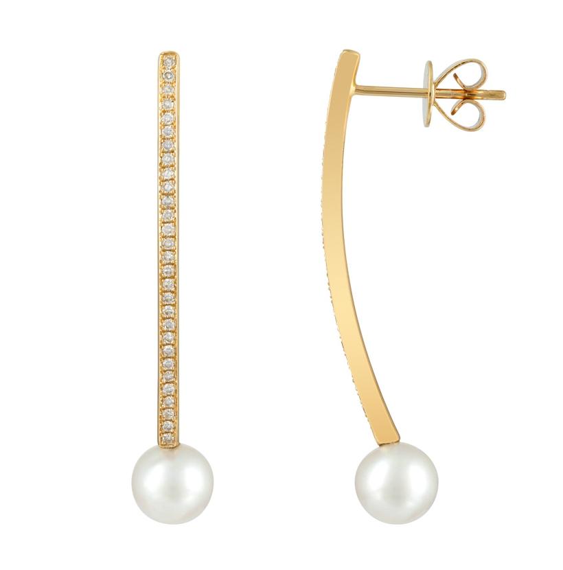 14k Yellow Gold Pearl Earrings