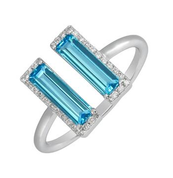 0.09 Ctw Diamond 14k White Gold Topaz Round Shape Womens Gemstone Ring