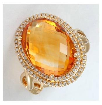 0.33 Ctw Diamond 14k Yellow Gold Citrine Round Shape Womens Gemstone Ring