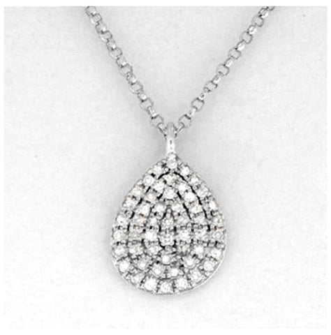 0.13 Ctw Diamond 14k White Gold Round Shape Womens Diamond Necklace Pendant With 16 Inch Chain