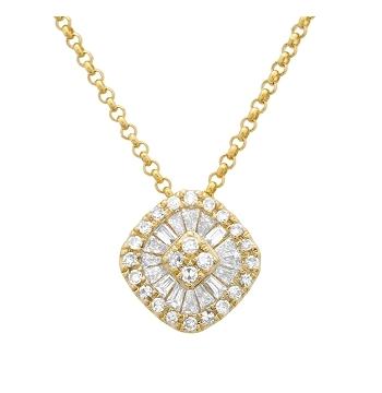 0.25 Ctw Diamond 14k Yellow Gold Round Shape Womens Diamond Necklace Pendant With 16 Inch Chain