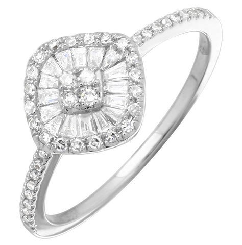 0.33 Ctw Diamond 14k White Gold Round Tap Baguette Shape Womens Diamond Ring
