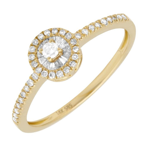 0.2 Ctw Diamond 14k Yellow Gold Round Shape Womens Diamond Ring