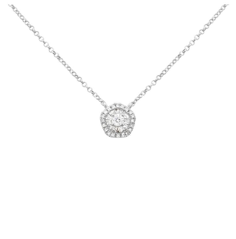 0.14 Ctw Diamond 14k White Gold Round Tap Baguette Shape Womens Diamond Necklace