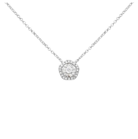 0.14 Ctw Diamond 14k White Gold Round Tap Baguette Shape Womens Diamond Necklace