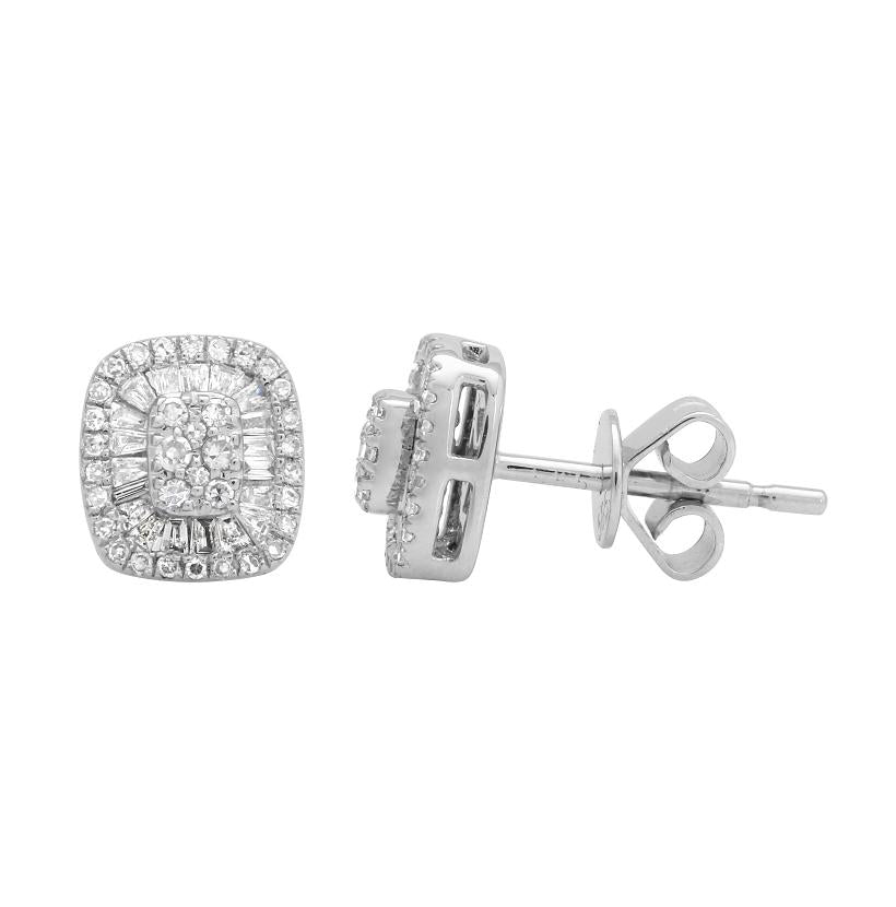 0.38 Ctw Diamond 14k White Gold Round Tap Baguette Shape Womens Diamond Earrings