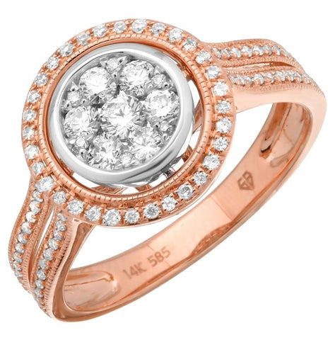 0.45 Ctw Diamond 14k Two Tone Gold Round Shape Womens Diamond Ring