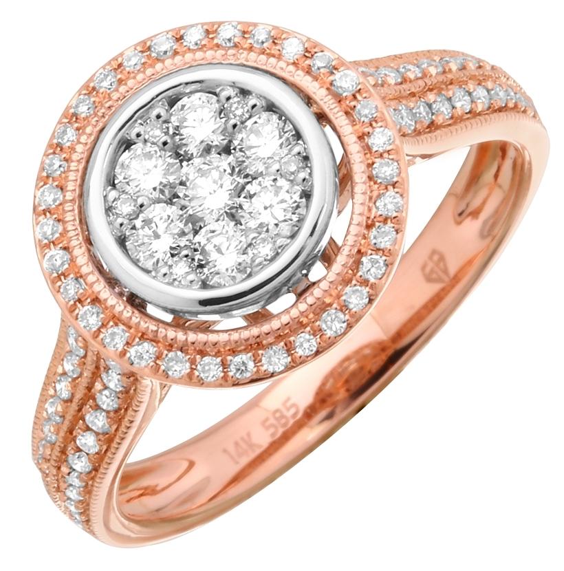 0.49 Ctw Diamond 14k Two Tone Gold Round Shape Womens Diamond Ring
