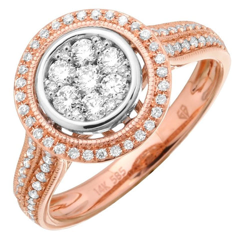 0.49 Ctw Diamond 14k Two Tone Gold Round Shape Womens Diamond Ring