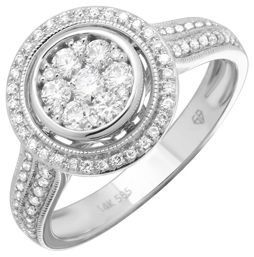 0.49 Ctw Diamond 14k Two Tone Gold Round Shape Womens Diamond Ring