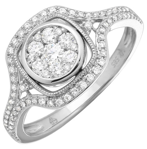 0.37 Ctw Diamond 14k White Gold Round Shape Womens Diamond Ring