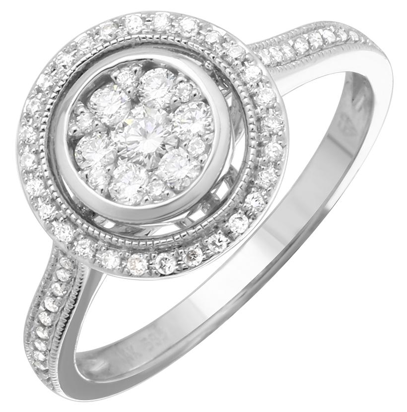 0.34 Ctw Diamond 14k White Gold Round Shape Womens Diamond Ring