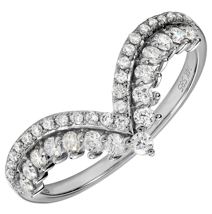 0.44 Ctw Diamond 14k White Gold Round Shape Womens Diamond Ring