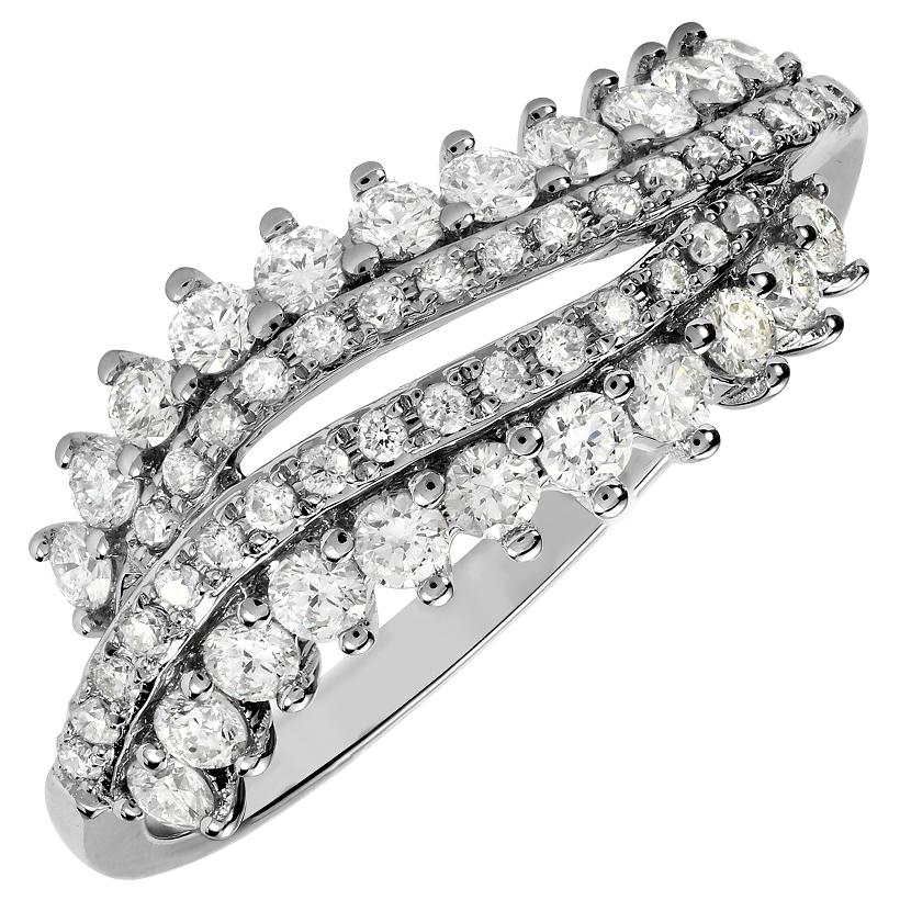 0.61 Ctw Diamond 14k White Gold Round Shape Womens Diamond Ring