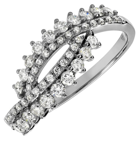 0.57 Ctw Diamond 14k White Gold Round Shape Womens Diamond Ring