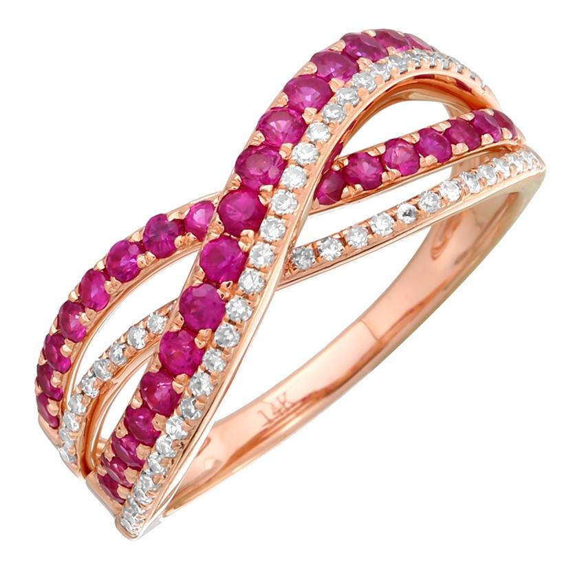 0.16 Ctw Diamond 14k Rose Gold Sapphire Round Shape Womens Gemstone Ring