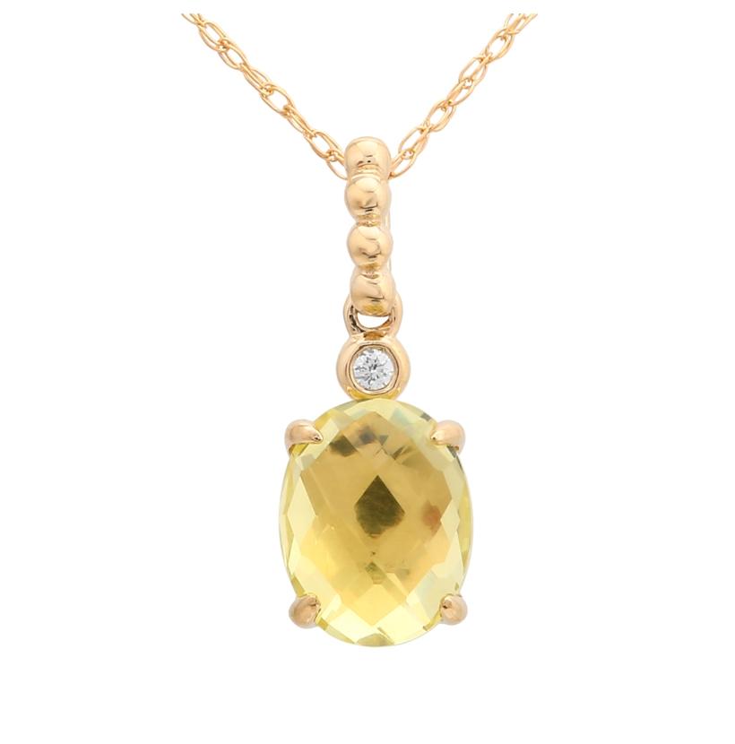 0.02 Ctw Diamond 14k Yellow Gold Quartz Round Shape Womens Gemstone Necklace Pendant With 16 Inch Chain