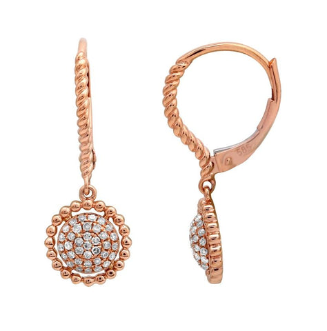 0.22 Ctw Diamond 14k Rose Gold Round Shape Womens Diamond Earrings