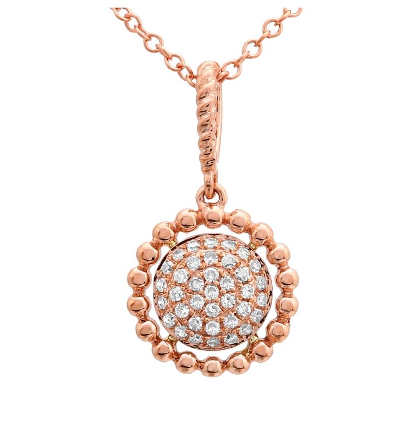 0.16 Ctw Diamond 14k Rose Gold Round Shape Womens Diamond Necklace Pendant With 16 Inch Chain