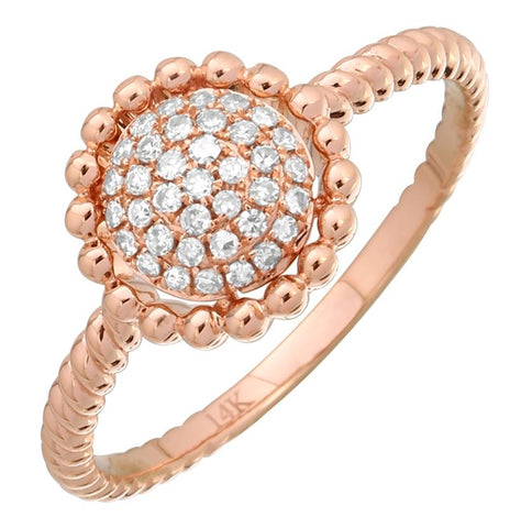 0.15 Ctw Diamond 14k Rose Gold Round Shape Womens Diamond Ring