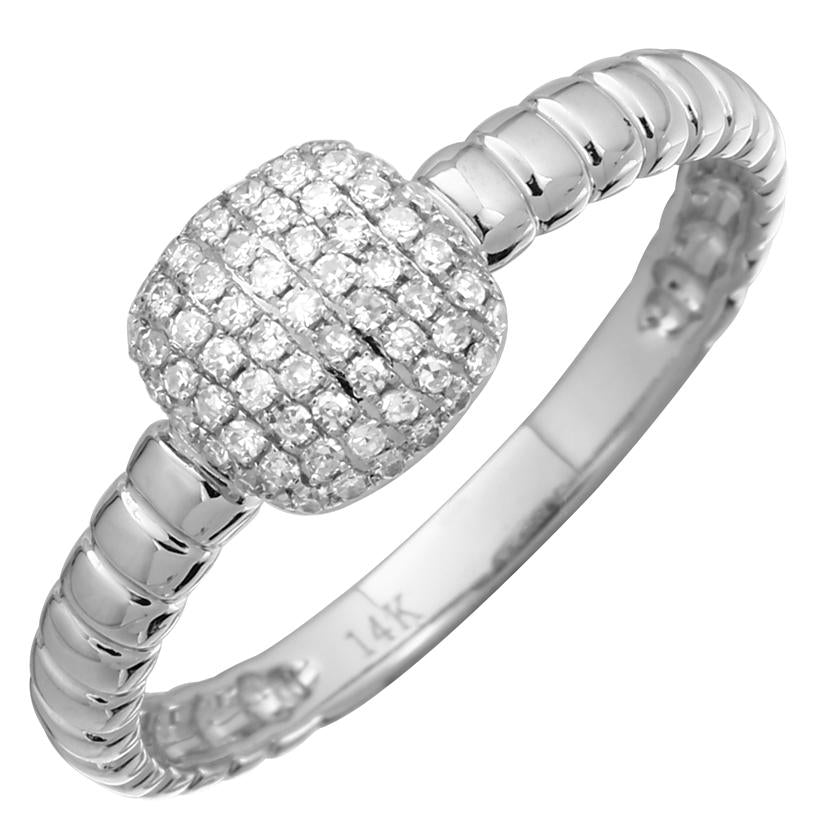 0.18 Ctw Diamond 14k White Gold Round Shape Womens Diamond Ring