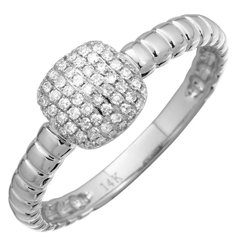 0.18 Ctw Diamond 14k White Gold Round Shape Womens Diamond Ring