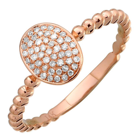 0.13 Ctw Diamond 14k Rose Gold Round Shape Womens Diamond Ring