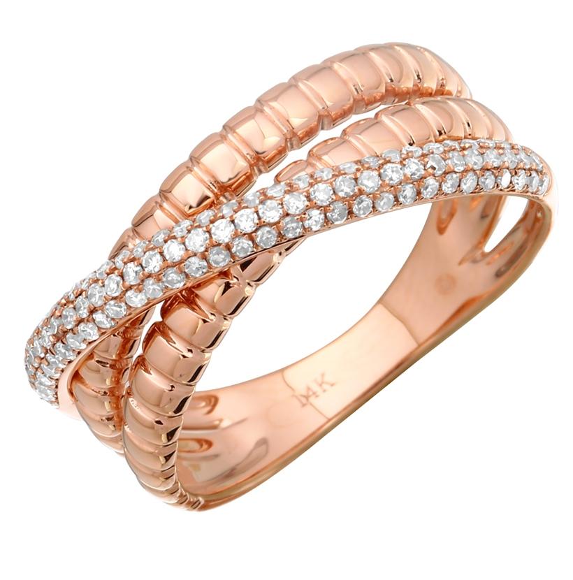 0.12 Ctw Diamond 14k Rose Gold Round Shape Womens Diamond Ring