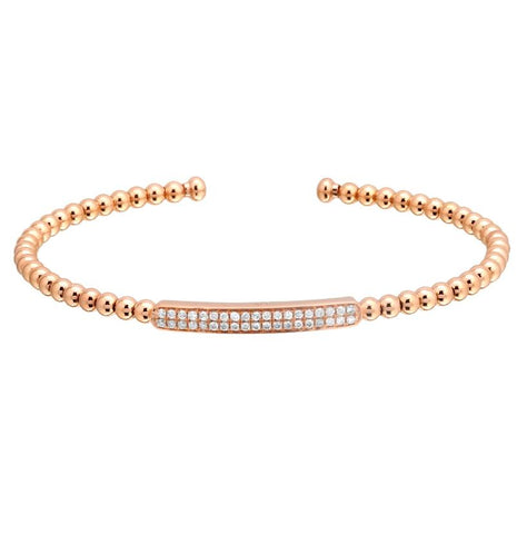 0.24 Ctw Diamond 14k Rose Gold Round Shape Womens Diamond Bangle Bracelet