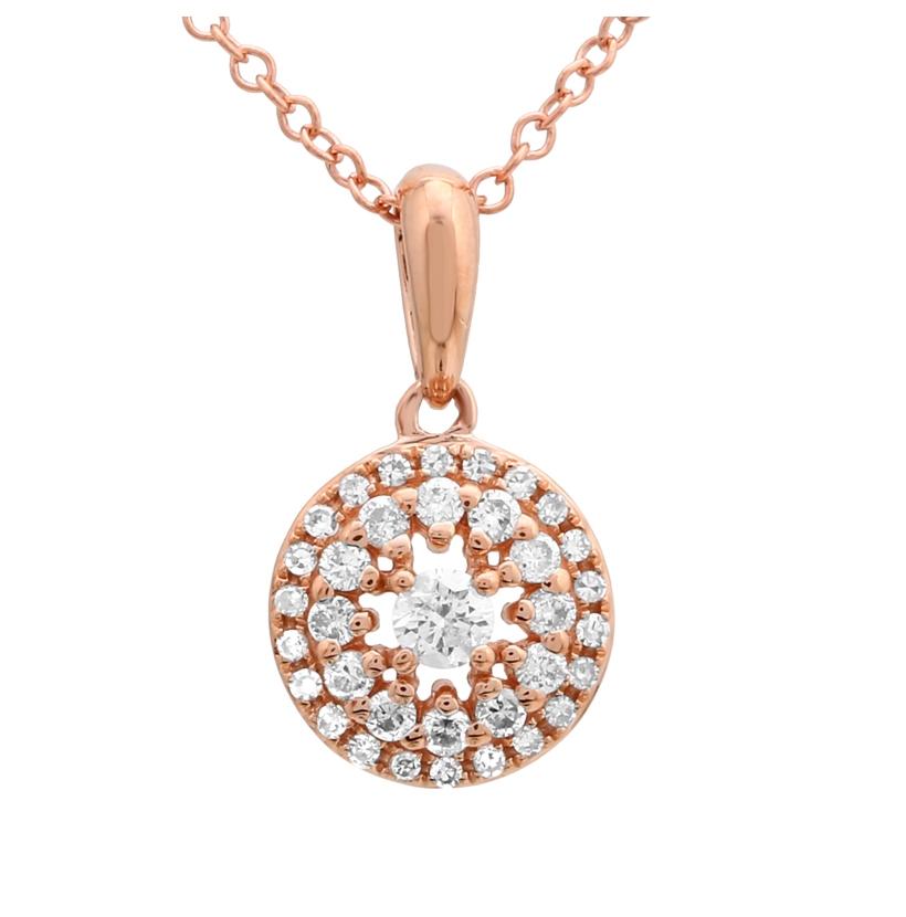 0.26 Ctw Diamond 14k Rose Gold Round Shape Womens Diamond Necklace Pendant With 16 Inch Chain