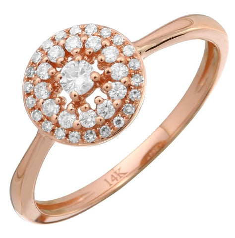 0.25 Ctw Diamond 14k Rose Gold Round Shape Womens Diamond Ring
