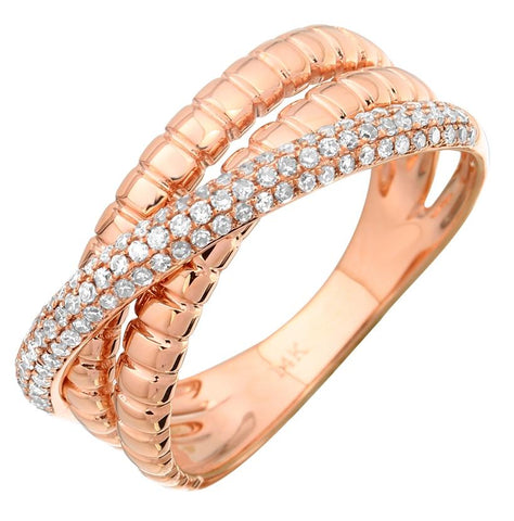 0.29 Ctw Diamond 14k Rose Gold Round Shape Womens Diamond Ring