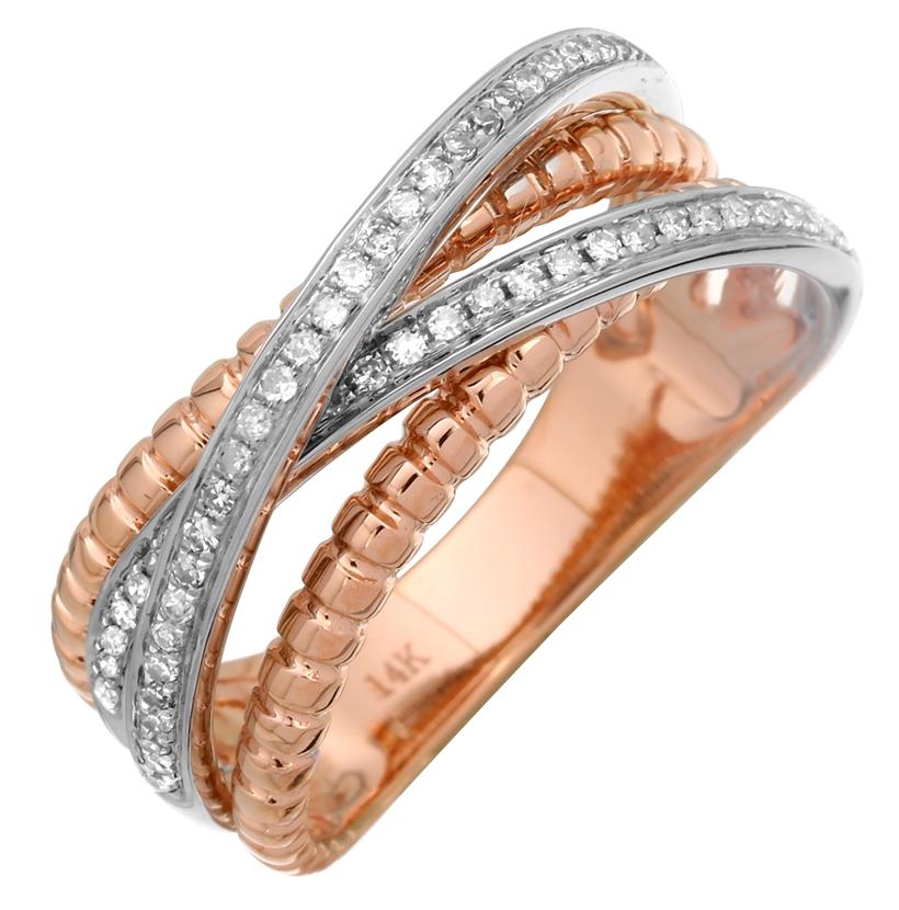 0.23 Ctw Diamond 14k Two Tone Gold Round Shape Womens Diamond Ring