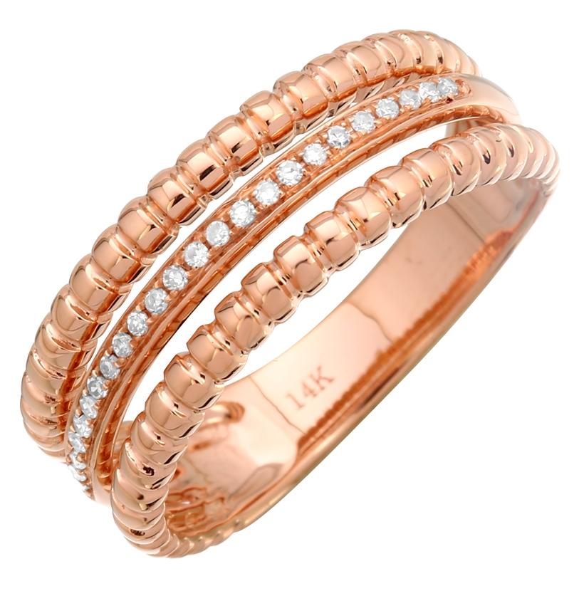 0.09 Ctw Diamond 14k Rose Gold Round Shape Womens Diamond Ring