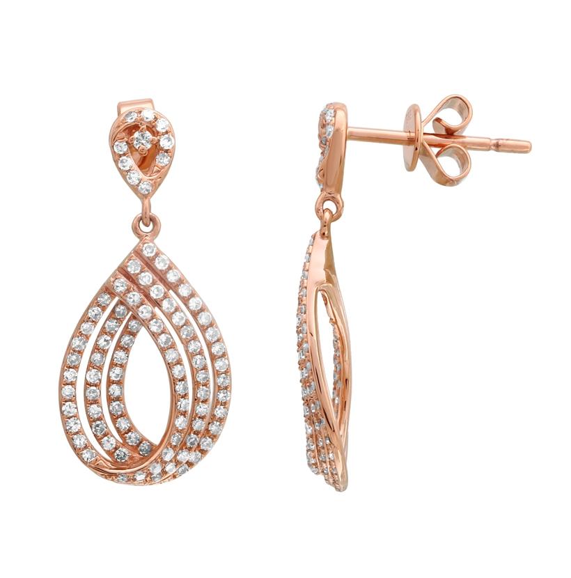 0.67 Ctw Diamond 14k Rose Gold Round Shape Womens Diamond Earrings