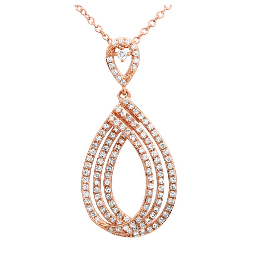 0.5 Ctw Diamond 14k Rose Gold Round Shape Womens Diamond Necklace Pendant With 16 Inch Chain