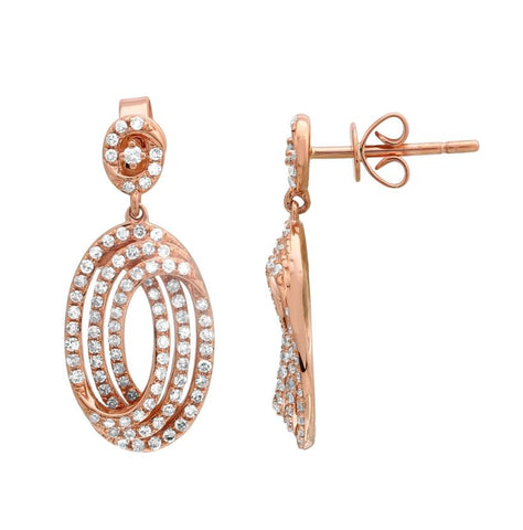 0.7 Ctw Diamond 14k Rose Gold Round Shape Womens Diamond Earrings