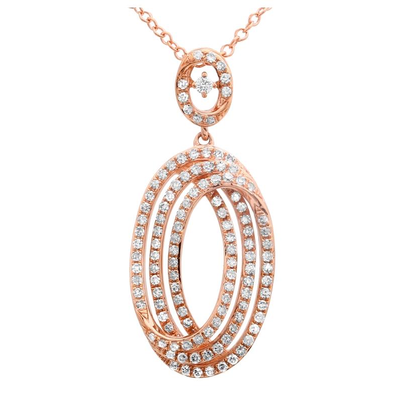 0.48 Ctw Diamond 14k Rose Gold Round Shape Womens Diamond Necklace Pendant With 16 Inch Chain