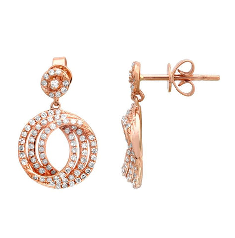 0.63 Ctw Diamond 14k Rose Gold Round Shape Womens Diamond Earrings