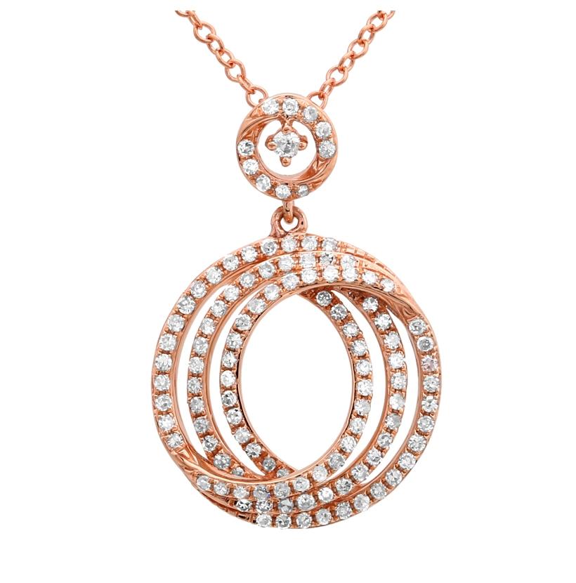 0.44 Ctw Diamond 14k Rose Gold Round Shape Womens Diamond Necklace Pendant With 16 Inch Chain