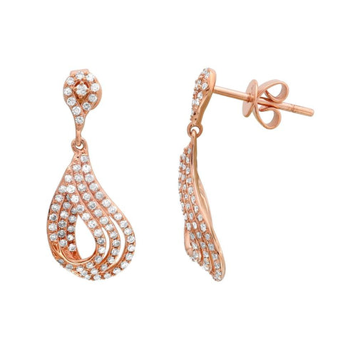 0.58 Ctw Diamond 14k Rose Gold Round Shape Womens Diamond Earrings