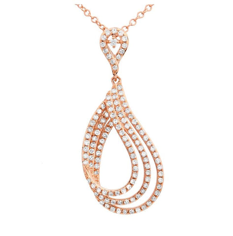 0.46 Ctw Diamond 14k Rose Gold Round Shape Womens Diamond Necklace Pendant With 16 Inch Chain