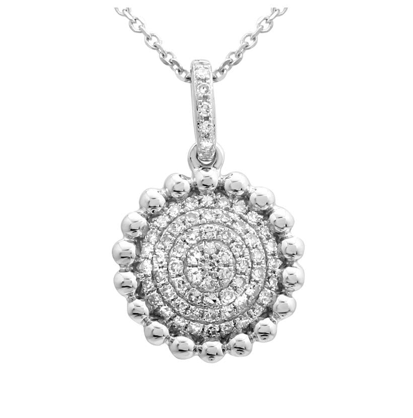 0.19 Ctw Diamond 14k White Gold Round Shape Womens Diamond Necklace Pendant With 16 Inch Chain