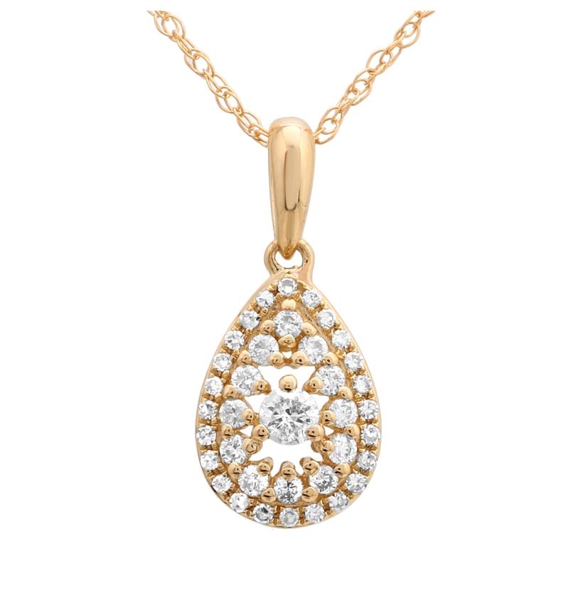 0.26 Ctw Diamond 14k Yellow Gold Round Shape Womens Diamond Necklace Pendant With 16 Inch Chain