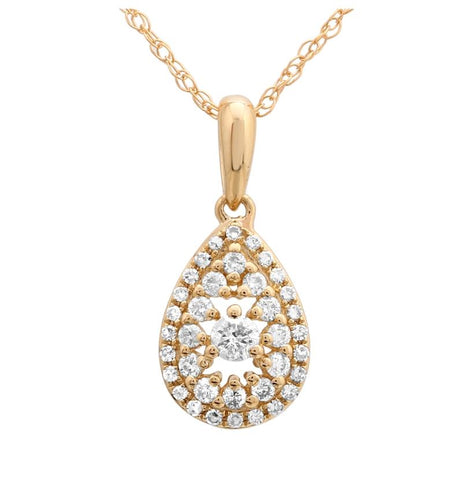 0.26 Ctw Diamond 14k Yellow Gold Round Shape Womens Diamond Necklace Pendant With 16 Inch Chain