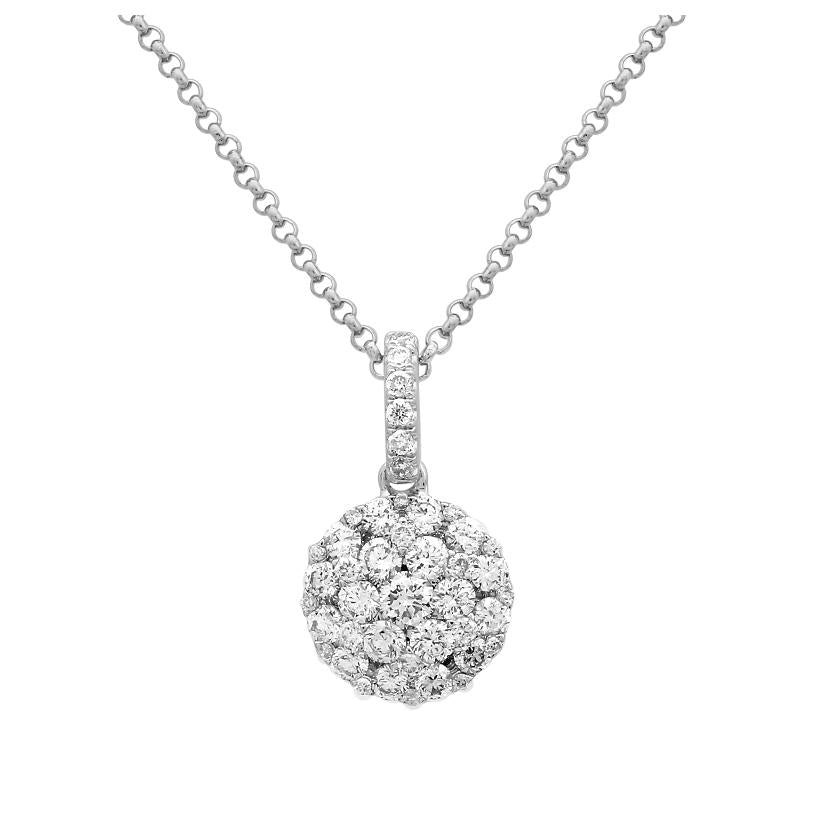 0.53 Ctw Diamond 14k White Gold Round Shape Womens Diamond Necklace Pendant With 16 Inch Chain