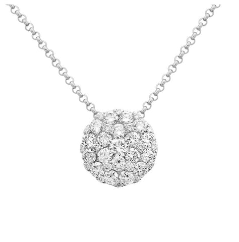 0.79 Ctw Diamond 14k White Gold Round Shape Womens Diamond Necklace Pendant With 16 Inch Chain