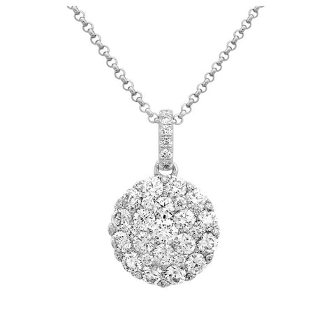 1.11 Ctw Diamond 14k White Gold Round Shape Womens Diamond Necklace Pendant With 16 Inch Chain