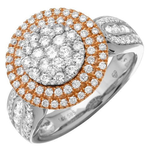 1.23 Ctw Diamond 14k Two Tone Gold Round Shape Womens Diamond Ring